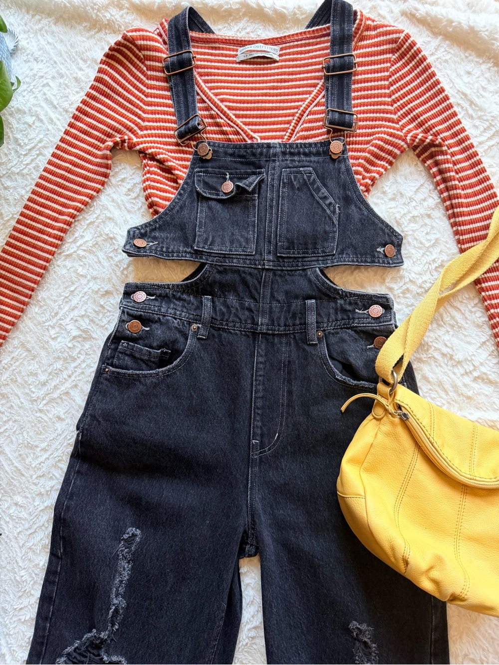 BDG Black Distressed Denim Overalls Discontinued